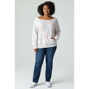 Torrid Women's Size 2X One Shoulder Sweatshirt Multi-Color Tie Dye‎ French Terry